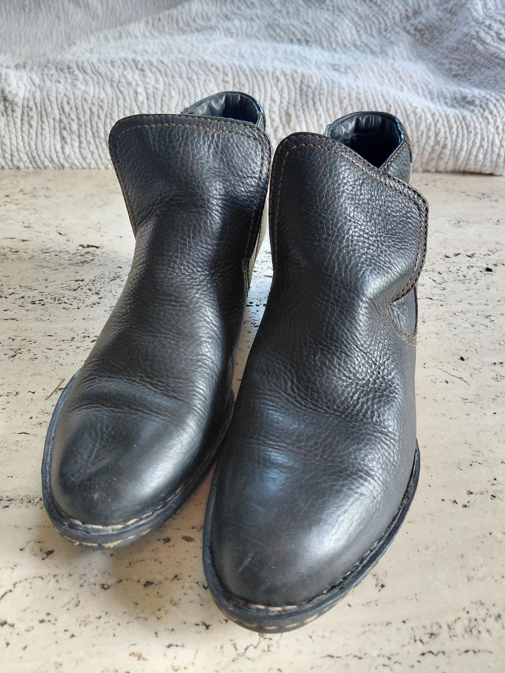 Born Black Leather Ankle Booties
